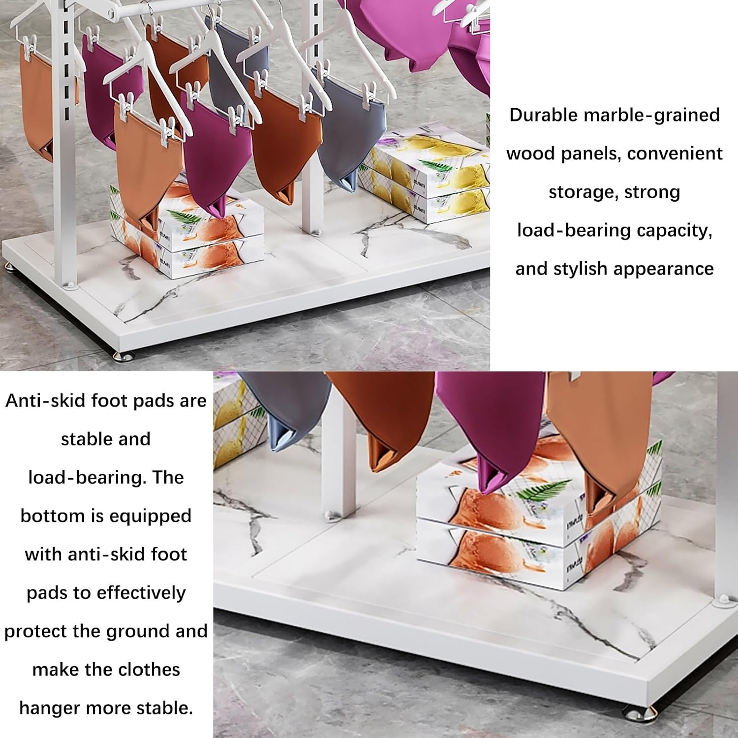 Clothing Store Commercial Shelves, Garment Rack, Boutique Underwear Rack Storage Organizer, Floor-Standing Bra Socks Shorts Scarves Gloves Retail Dis(Black-130x40x130CM/51.19x15.75x51.19in