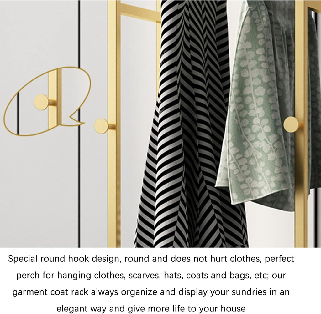 Coat Rack Stand Clothes Rack Stand, Portable Garment Rack, Stable Metal Frame Furniture, Shoe Hat Umbrella Book Storage, Ideal for Bedroom Hall Entry(Black-47x27x175CM