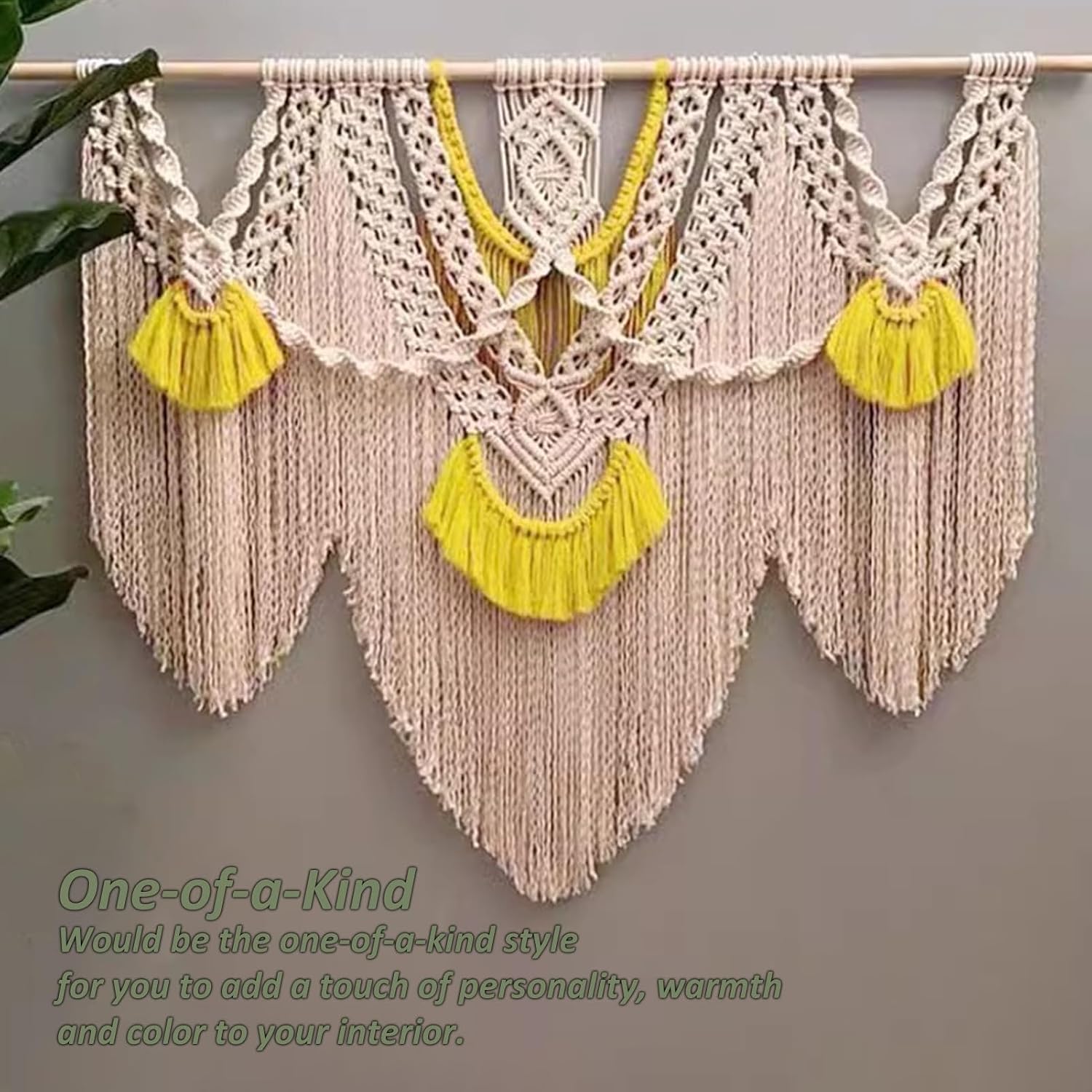 Macrame Wall Hanging Large Macrame Wall Hanging, Hand Woven Wall Tapestry Macrame Wall Decor, for Bedroom Living Room Office Studies(Off White,43.3inx39.37in)