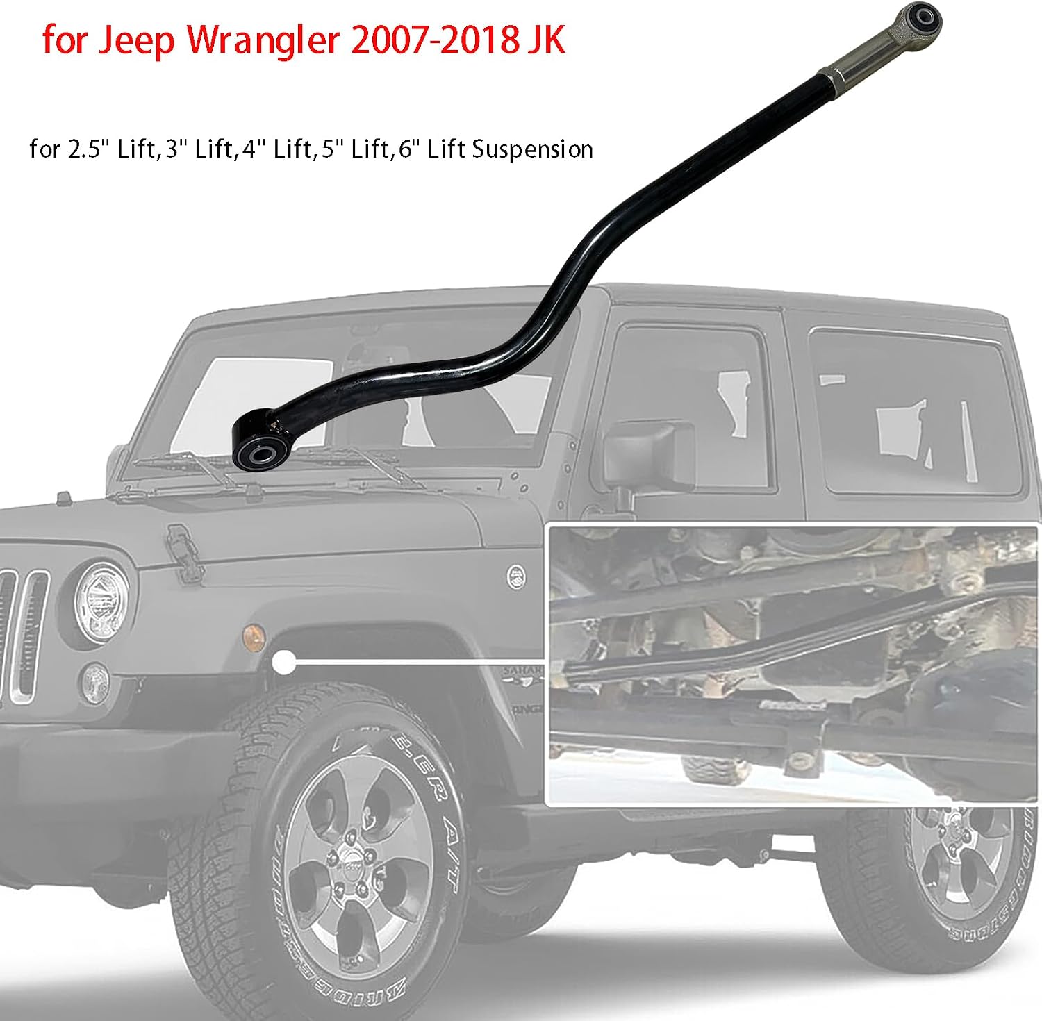 BST BSSP Rear+Front Adjustable Forged Track Bar for 0-6' Lift Compatible with 2007-2018 Jeep Wrangler JK 2.5' 3' 4' 5' 6' Custom Suspension Body Panhard Bar Kit