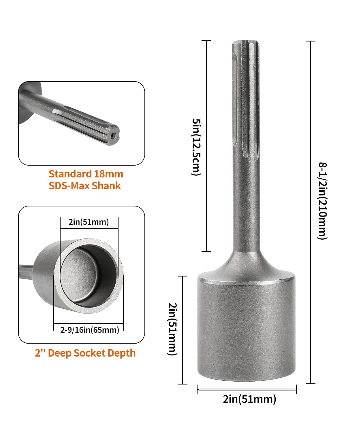 T Post Driver, 2 Inch SDS Max Automatic Fence Post Driver, Heavy Duty Metal Stake Driver, Ground Rod Driver Adapter Bits for SDS Max Rotary Hammer Drill Tool