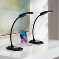 360 Lighting Ricky 13 3/4' High Small Modern Desk Lamps Set of 2 USB Ports LED Gooseneck Black Shade Home Office Living Room Charging Bedroom Bedside Nightstand House Reading Kitchen Entryway