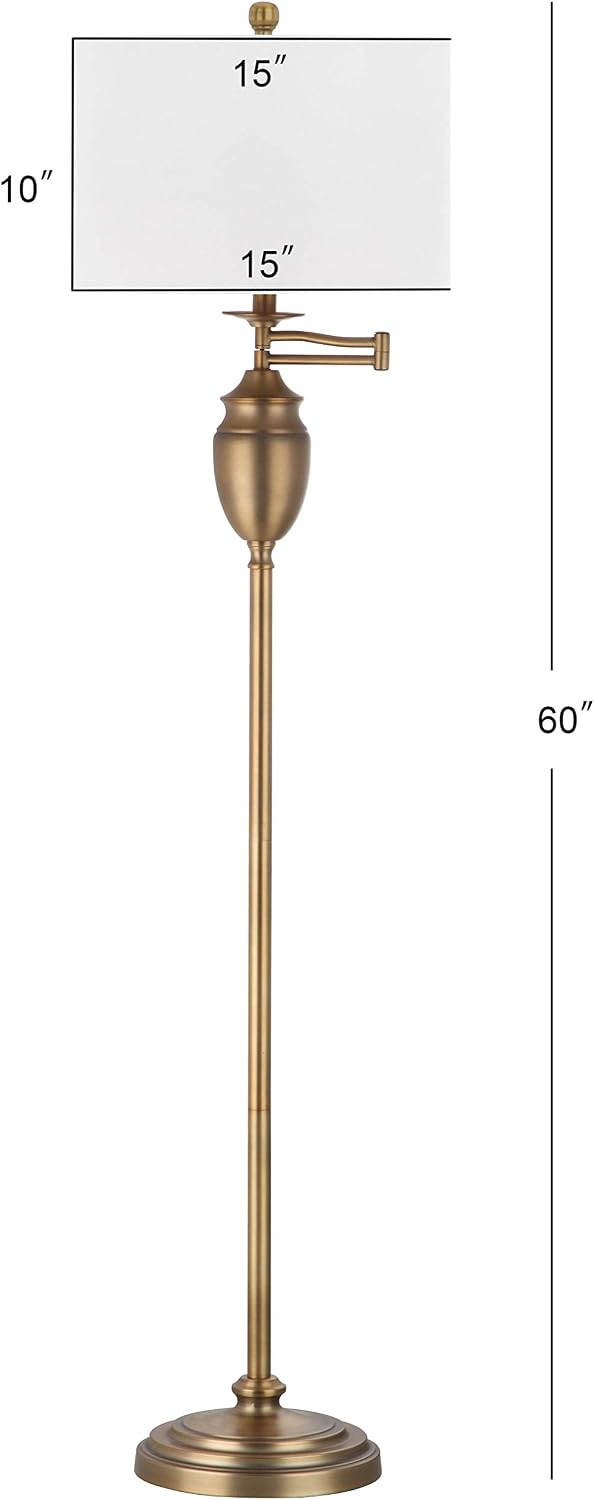 SAFAVIEH Lighting Collection Antonia Traditional Farmhouse Swivel Swing Arm Gold 60-inch Living Room Bedroom Home Office Standing Floor Lamp (LED Bulb Included)