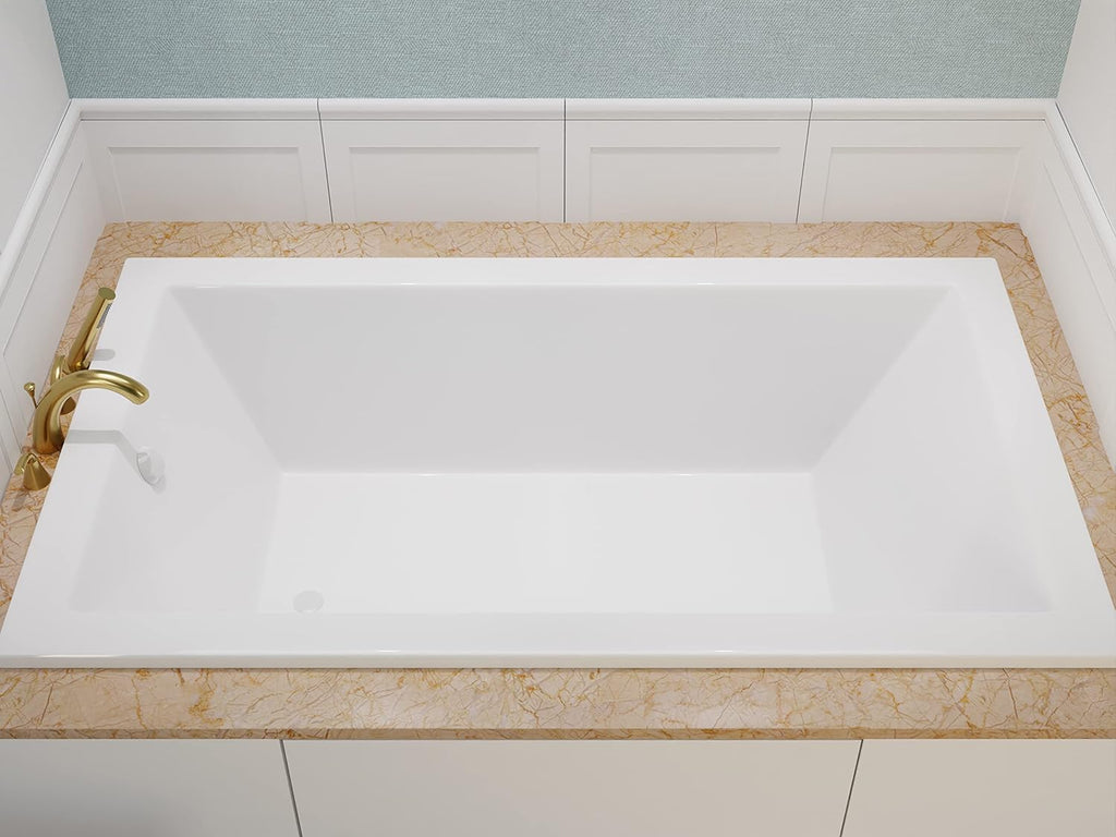 ANZZI Illyrian AZ3272VNS 32' x 72' Soaker Acrylic Rectangle Drop-In Bathtub - Easy Installation - Smooth Glossy Ultra White Finish