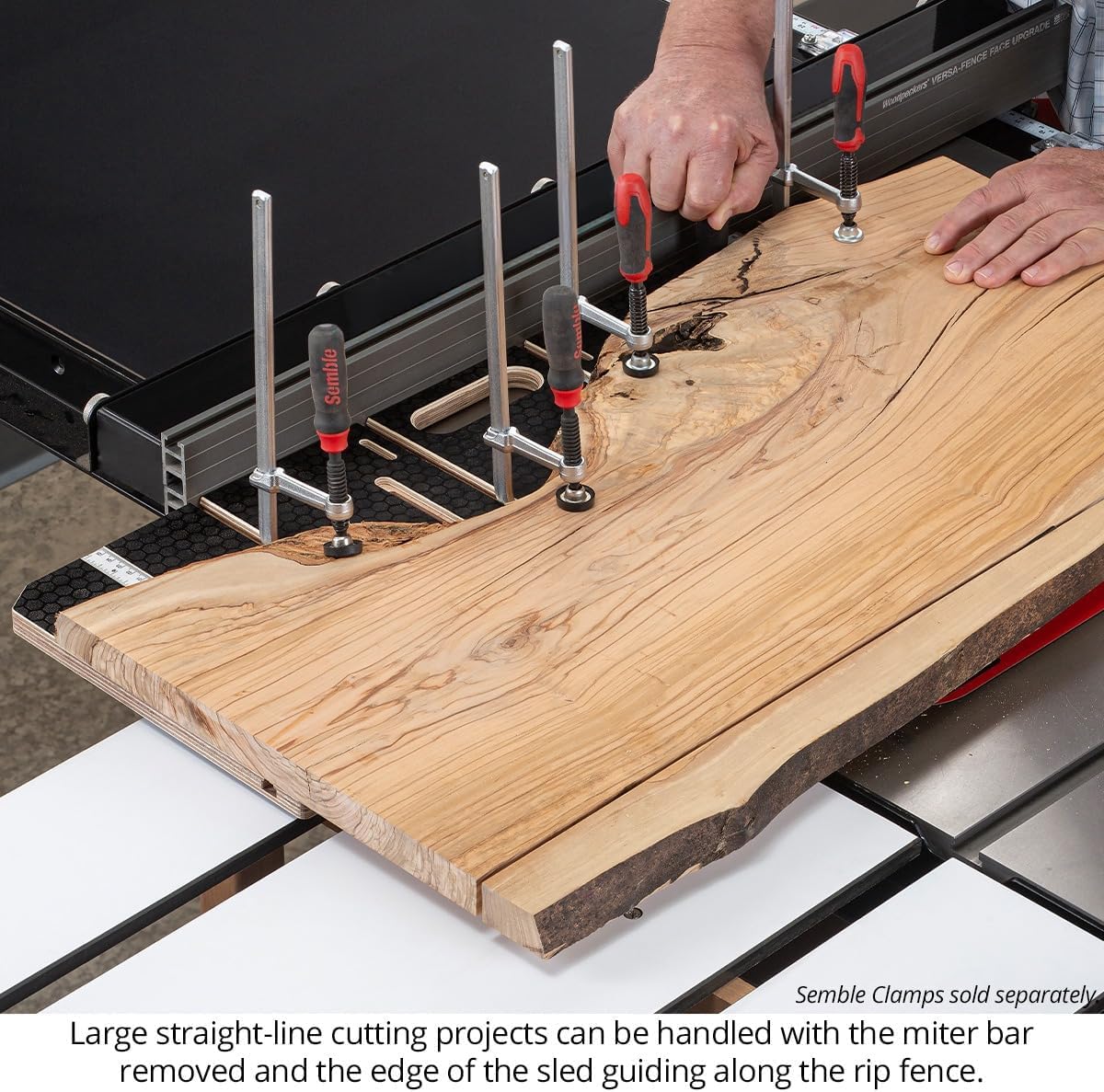 Woodpeckers Taper Sled, Table Saw Taper + Straight Line Jig, Perfect for Chair + Table Legs & Edge Jointing, Features 37' Miter Bar & 2 Hold-Down Clamps + Steel Fence TSL-32