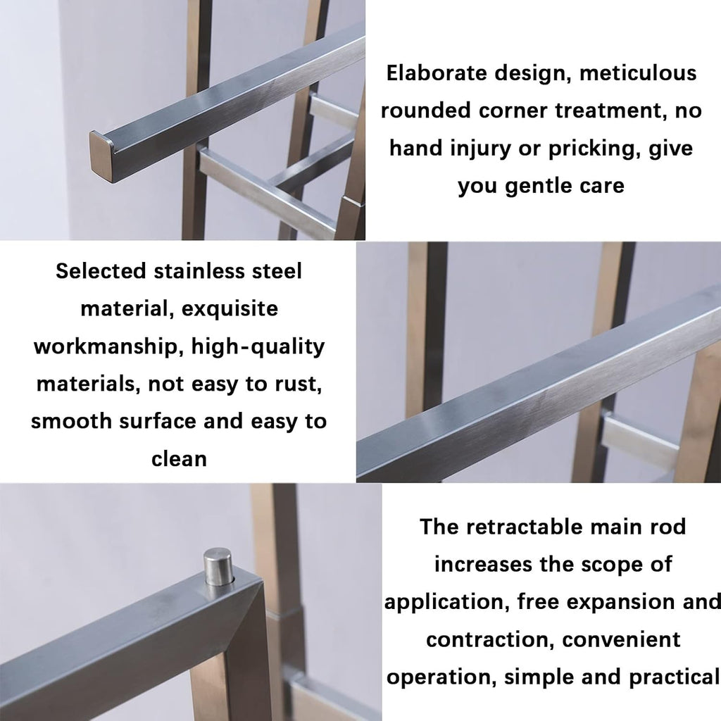 Stainless Steel Garment Racks, Retail Boutiques Shop Home Clothing Display Stand, Adjustable Organizer, Hat Scarves Handbags Dress Storage Hanger, Co(Silver-40x40x165CM
