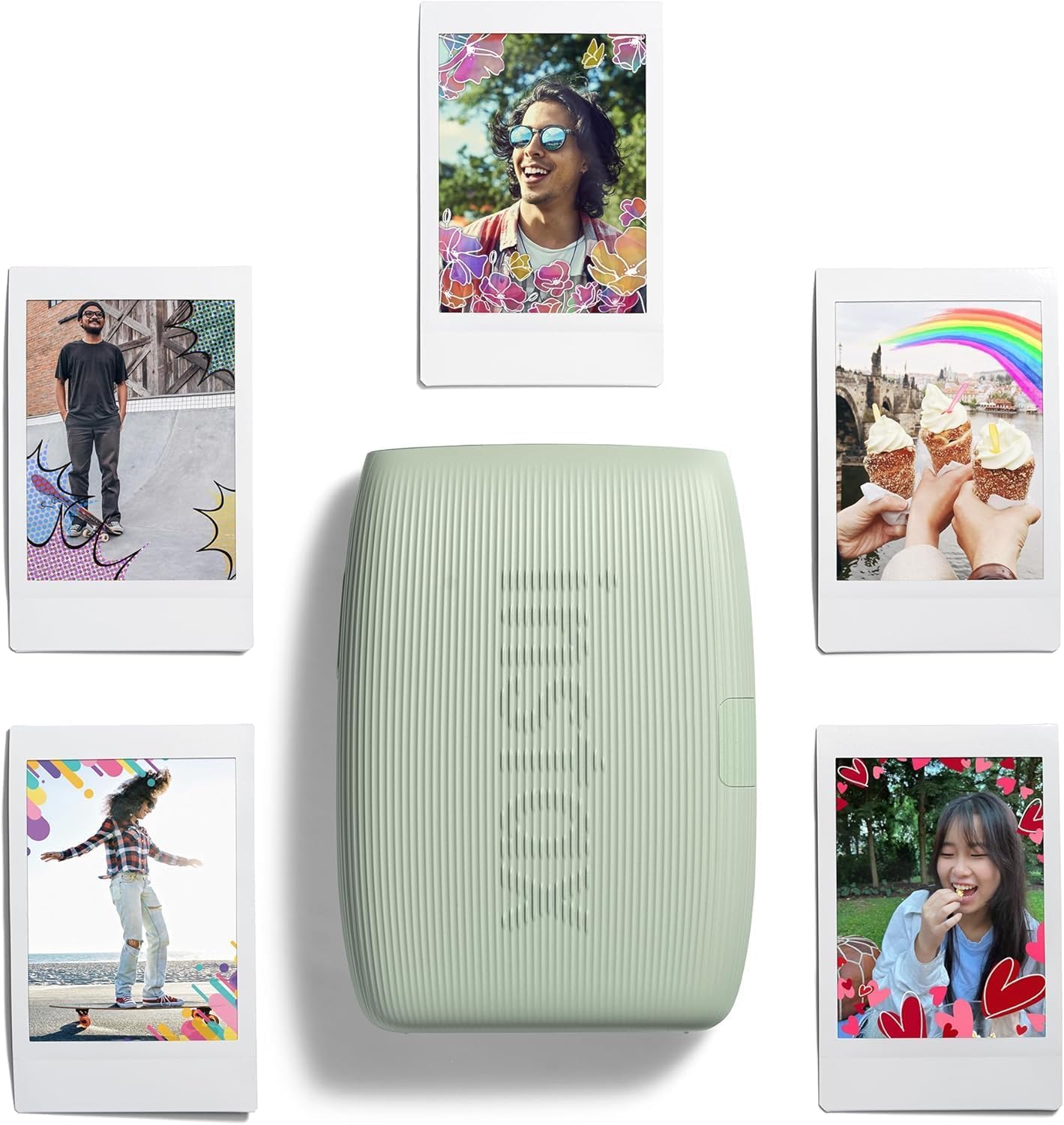 Fujifilm INSTAX Mini Link 3 Smartphone Printer with INSTAX Mini Instant Film and Sunshine Microfiber Cleaning Cloth... (6 Twin Pack (120 Sheets), Sage Green)