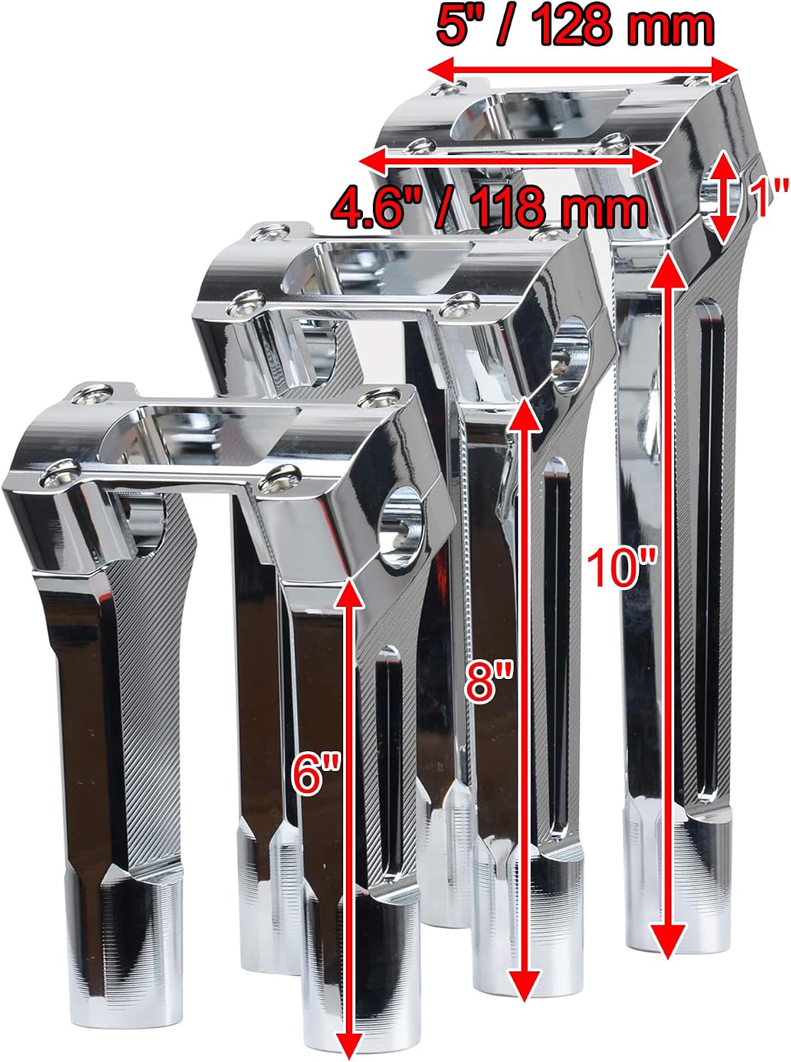 8 inch Tall Motorcycle Handlebar Risers 1 inch Clamp Round with Instrument Gauge Cutout, Handle Bar Riser Extension for Harley Sportster, Dyna, M8 Softail Street Bob Lowrider ST 2018-2022(Chrome)