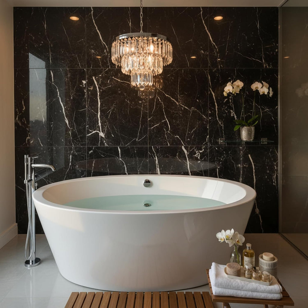 Udine 67' Freestanding Acrylic Bathtub with Chrome Drain, Glossy White Seamless Soaking Tub, Fiberglass Reinforced with Leveling Legs, 81 Gal Capacity