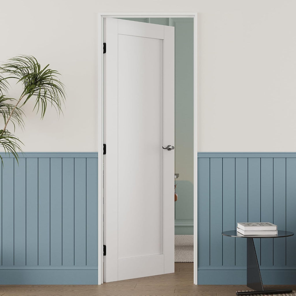 18'' x 80'' French Interior Door for French/Pocket Doors, Solid Core Interior Door for Bedroom/Closet/Pantry, w/o Hardware Kit, Prehung Jamb or Borehole, White