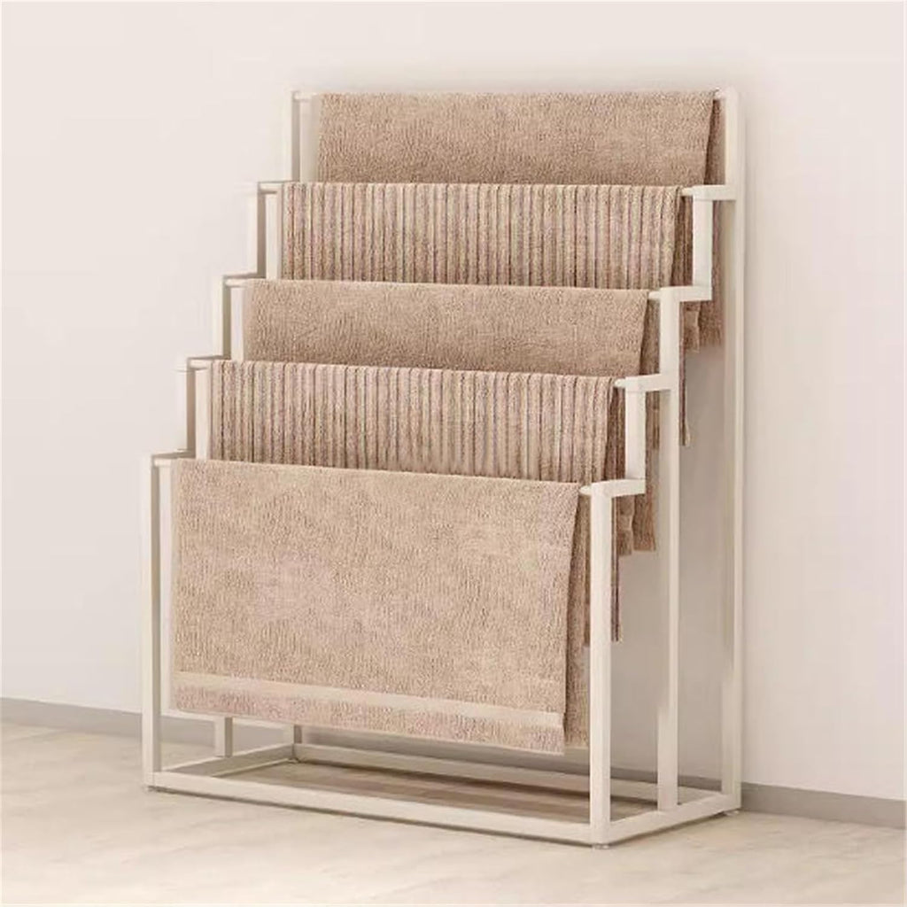 Clothing Rack Mobile Scarf and Silk Display Rack, Sofa Cover, Cushion Fabric Shelf, Floor to Ceiling Blanket Hanging Bedroom(White,Large)