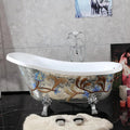 59' Edeyeu Freestanding Bathtub - Solid Surface Soaking Tub With Clawfoot Design, Luxury Free Standing Bathtub for Spa Bathroom, Extra Deep Soaker for Villa & Hotel, E
