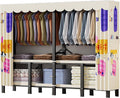 Heavy Duty Garment Rack With Cover Folding Wardrobe Closet Foldable Clothing Rack For Hanging Clothes Armoires Portable Metal Coat Storage Organizer Covered(C,110cm/43.3inch)