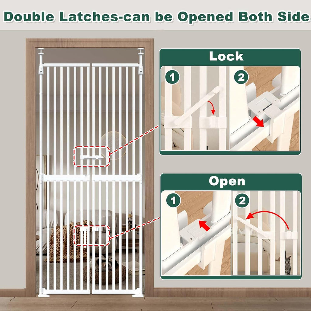 71' Extra Tall Cat Gate for Doorway,34'-37' Wide Pet Gate Pressure Mounted Walk Through Swing Auto Close Safety Dog Gates for Indoor, Stairs,Hallway