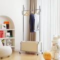 Clothing Rack with Storage Bag & Wheels, Rolling Garment Racks, Heavy-Duty Metal Clothes Rack for Bedroom, Hallway, Entryway,White