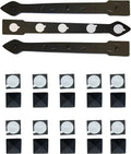 The Rustic Express - Self Adhesive 3 Iron Straps 18' & 20 Hammered Square Clavos 1-1/4' - Decorative Hinges & Clavos for Farm, Fiberglass, Metal, Wooden Gate Hinge and Garage Door Hardware - Black