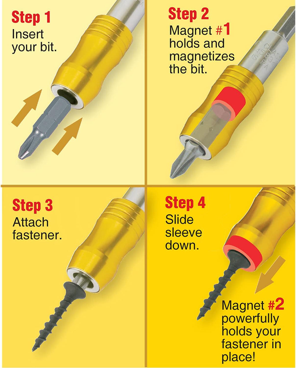 IVY Classic 45834-25 1/4' x 3' Mega-Magnetic Bit Holder, Impact Plus, 25-Pack