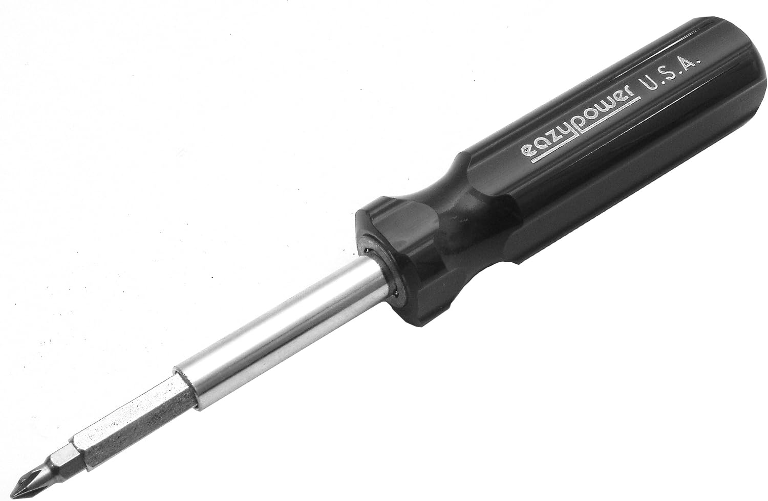 Eazypower 81647 12-Pack Black 8-in-1 Extruded Handle Screwdriver 4-5/8-10 Slotted; #1/#2 Phillips; T15/T20 Tee*Star; 1/4 and 5/16-inch Nut Setters