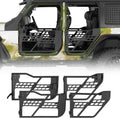 Hooke Road Wrangler/Gladiator Off-Road Front & Rear Tubular Half Door Guards for 2018-2025 Jeep Wrangler JL Unlimited & Gladiator JT, Open-Air Driving Feel, Secure Steel Latch Design