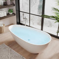 GarveeLife Freestanding Solid Surface Bathtub 67 Inch – Matte White Deep Soaking Tub, Contemporary Stone Stand Alone Bathtub with Smooth Ergonomic Design for Luxury Bathroom