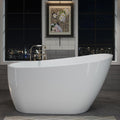 55' Acrylic Soaking Tub with Pop-up Drain & Integrated Overflow, Freestanding Bathtub with Double-Wall Insulation, Stand Alone Tub, Ergonomic, Easy Install (55')
