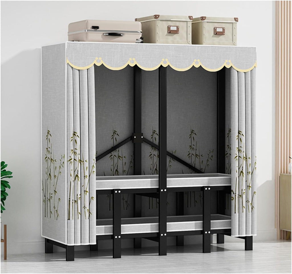 Portable Garment Rack - 66 Tall Heavy-Duty Cloth Cover Clothing Rack with Shelf - Foldable Clothing Organizer for Bedroom and Wardrobe