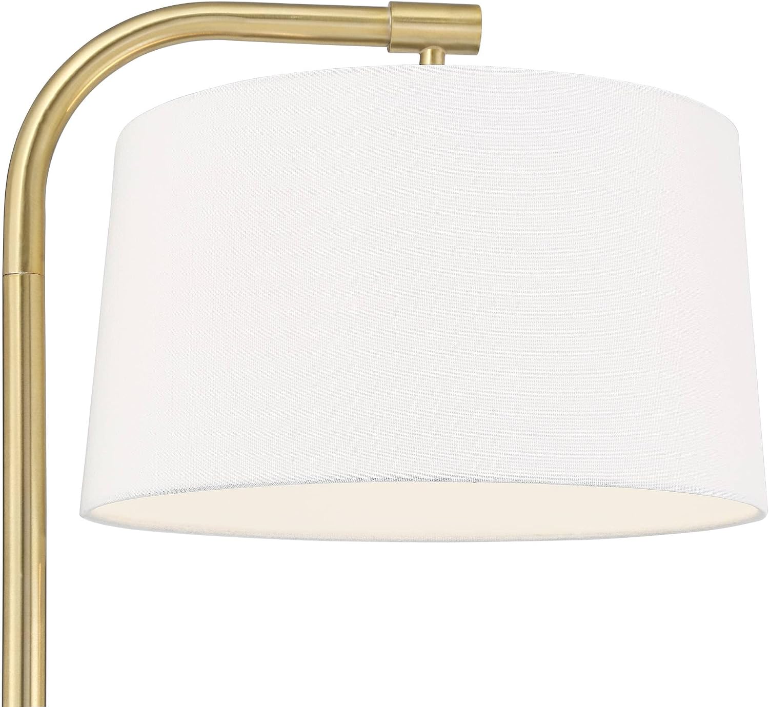 360 Lighting Serra Modern Art Deco Arc Floor Lamp Standing 64' Tall Warm Gold Metal White Linen Blend Fabric Tapered Drum Shade for Living Room Reading Family Bedroom Office House Home