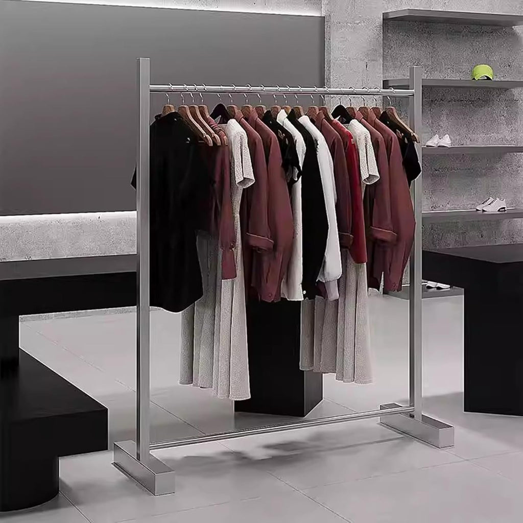 Garment Rack Heavy Duty Clothing Rack Load 350 LBS, Hanging Clothes Organizer For Display And Storage, Commercial Clothes Rail For Retail Store, Silver Stainless Steel Coat Rack Fo(Size:120X40X150CM)