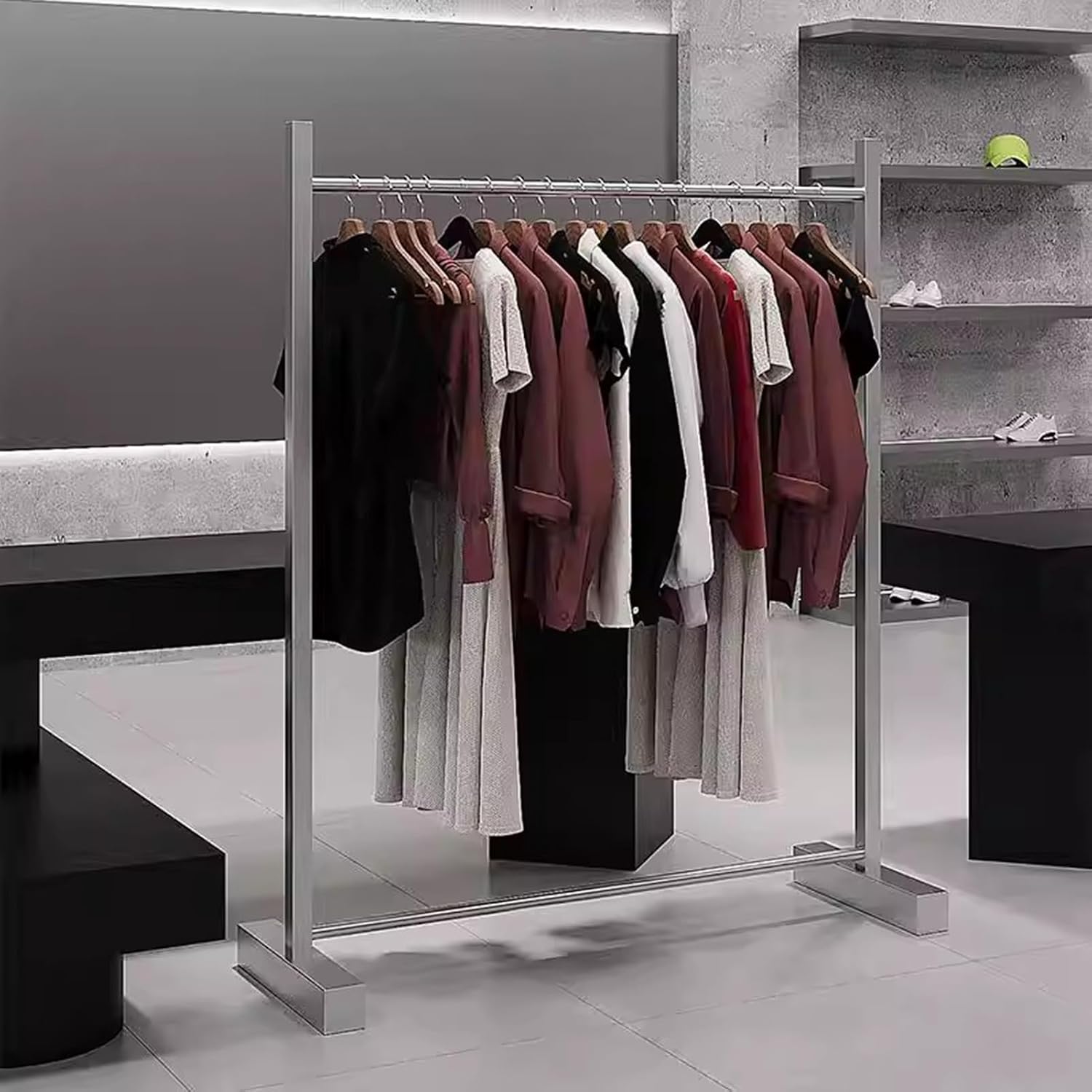Garment Rack Heavy Duty Clothing Rack Load 350 LBS, Hanging Clothes Organizer For Display And Storage, Commercial Clothes Rail For Retail Store, Silver Stainless Steel Coat Rack Fo(Size:120X40X150CM)