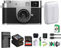 FUJIFILM X Half Premium Compact Digital Camera (Silver) Bundle with Fuji INSTAX MINI Link 3 Smartphone Printer (Clay White) + Instax Mini Film + Extra Battery + Charger + 64GB Memory Card + More