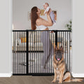 40.55' Extra Tall Baby Gate for Stairs-40.6'-54.7' Wide 1.37' Ultra Narrow Spacing Extra Wide Pet Cat Gate Dog Gate-Auto-Close Pressure Mounted Dog Door for Pets and Kids,Black