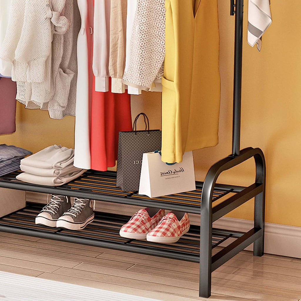 Drying Rack Clothing Foldable Small, White | Hanger Rack with Shelves, Heavy Duty, Windproof Hooks, Indoor Outdoor