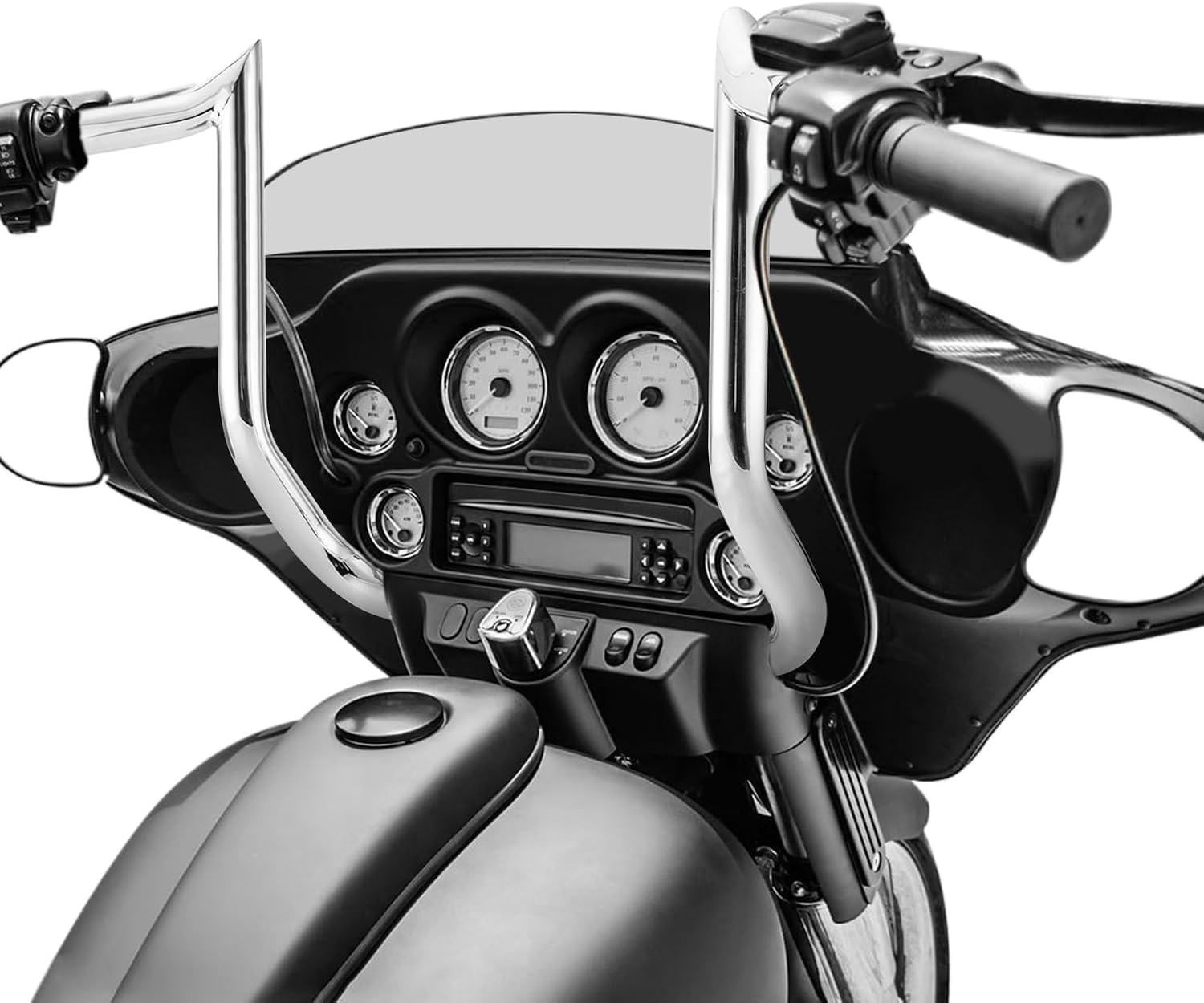 Wsays 14' Rise Pre-Wired Handlebar Bagger Meathook Bar Handlebar Compatible with Harley Street Glide Electra Glide Ultra Limited 2008-2013 Chrome