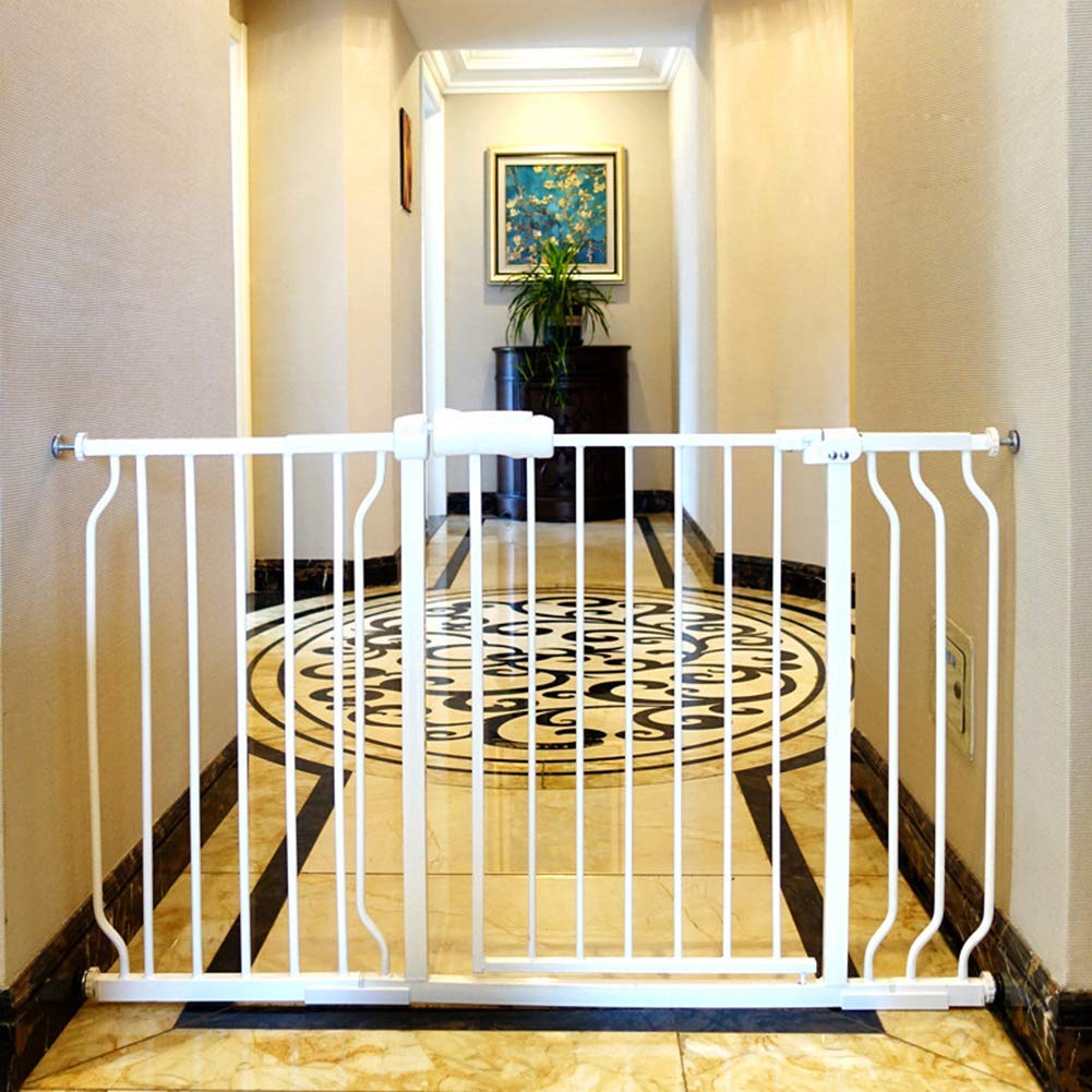 ALLAIBB Extra Wide Pressure Mount Baby Gate Auto Close White Metal Child Dog Pet Safety Gates with Walk Through for Stairs,Doorways,Kitchen and Living Room(48.03-52.76'/122-134cm)