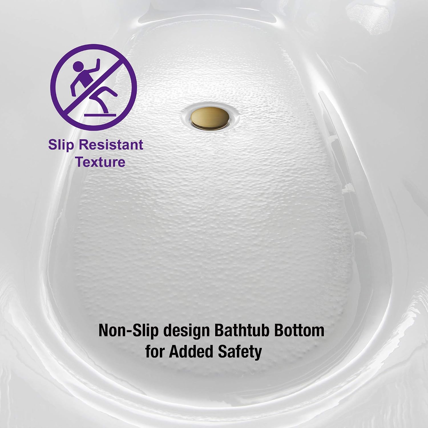 WOODBRIDGE 59' Freestanding White Acrylic Soaking Bathtub with Brushed Gold Drain and Overflow,BTA1514 -BG-Drain &O