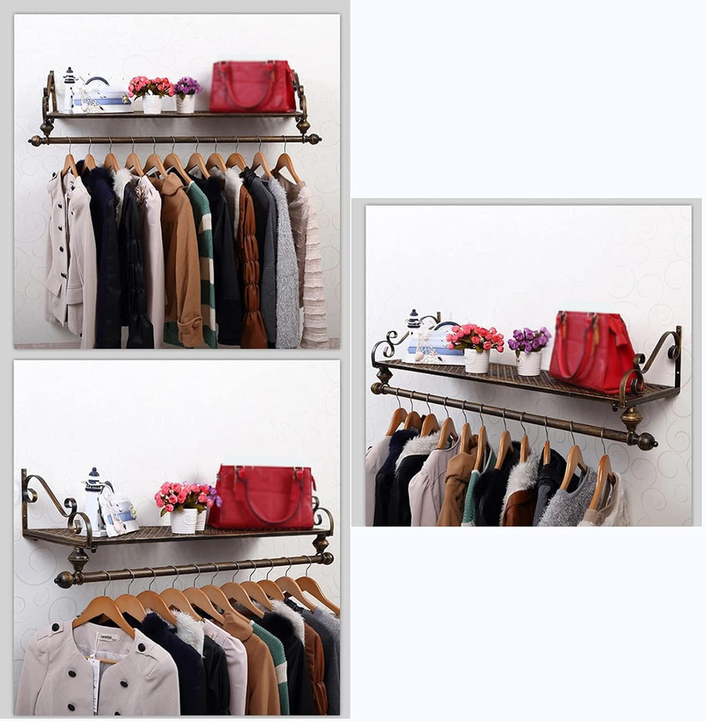 Wall Mounted Garment Rack for Clothing Display,Clothing Store Floating Shelf,Retail Display Garment Rack,Heavy Duty Organizer Hanger,Heavy Duty,m