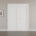 72' x 80' French Doors Interior (Double 36' x 80' 2-Lite Panel Door with Silver Hinge Prehung Jamb Kit), Pre-Finished & Paintable, Prebuilt Home Door Panels & Assembly Required Jamb