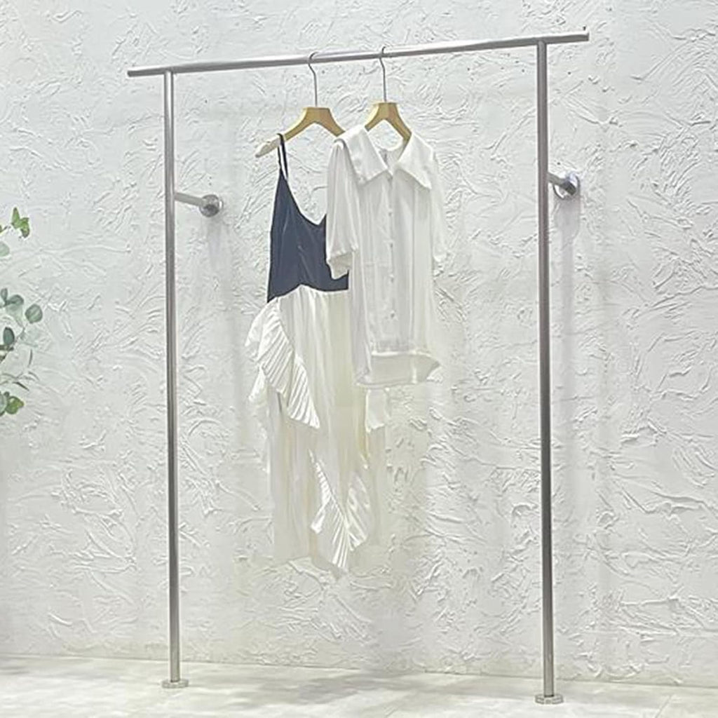 Commercial Garment Rack with Heavy Duty Hanging Rod, Industrial Pipe Closet Organizer for Clothing Store Display and Retail Shelves