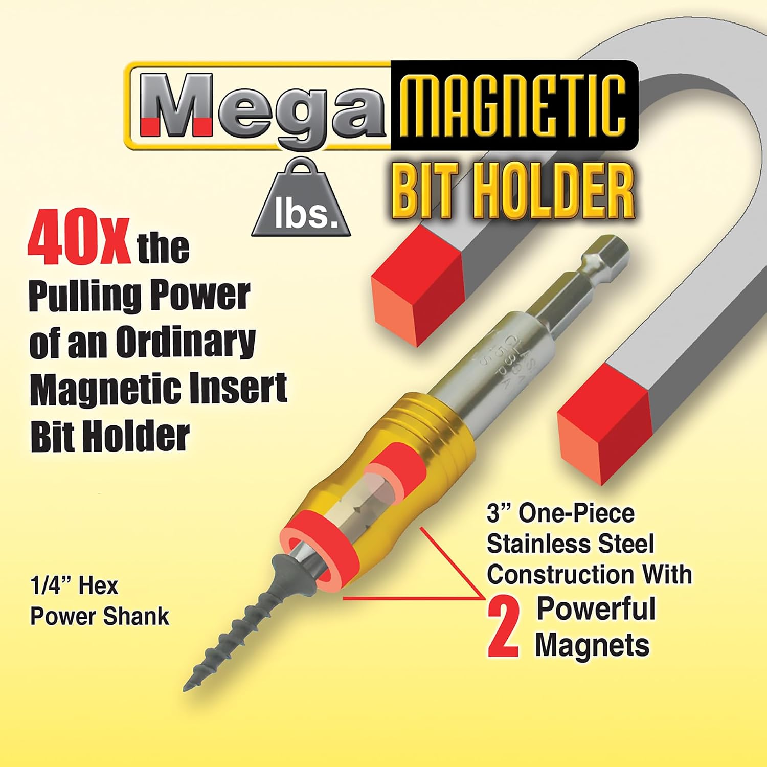 IVY Classic 45834-25 1/4' x 3' Mega-Magnetic Bit Holder, Impact Plus, 25-Pack