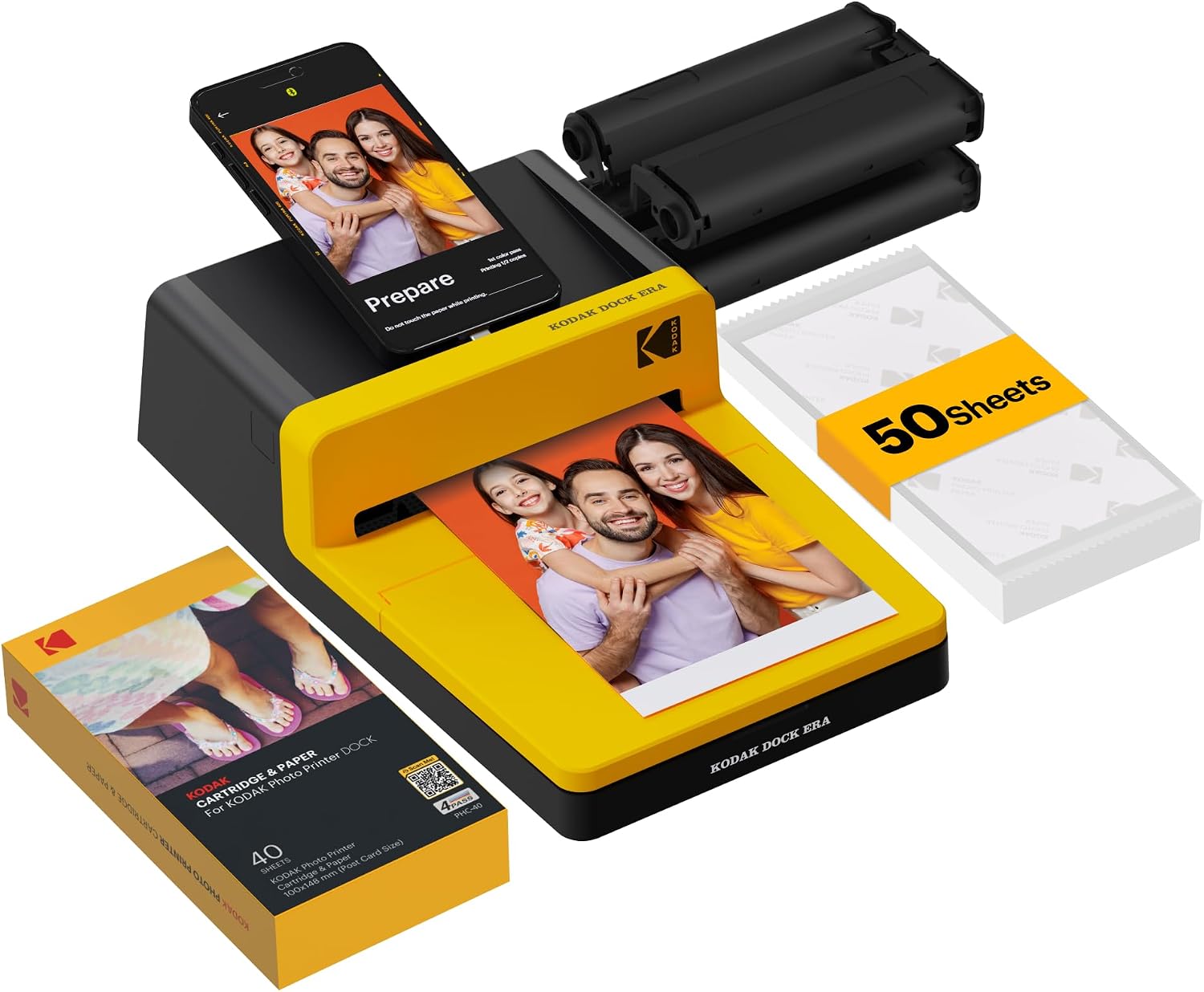 KODAK Dock Era 4x6'' Desktop Photo Printer, 50 Sheets, Docking & Bluetooth Smartphone Printer for iPhone & Android, Instant Color Prints, 4PASS Dye Sublimation