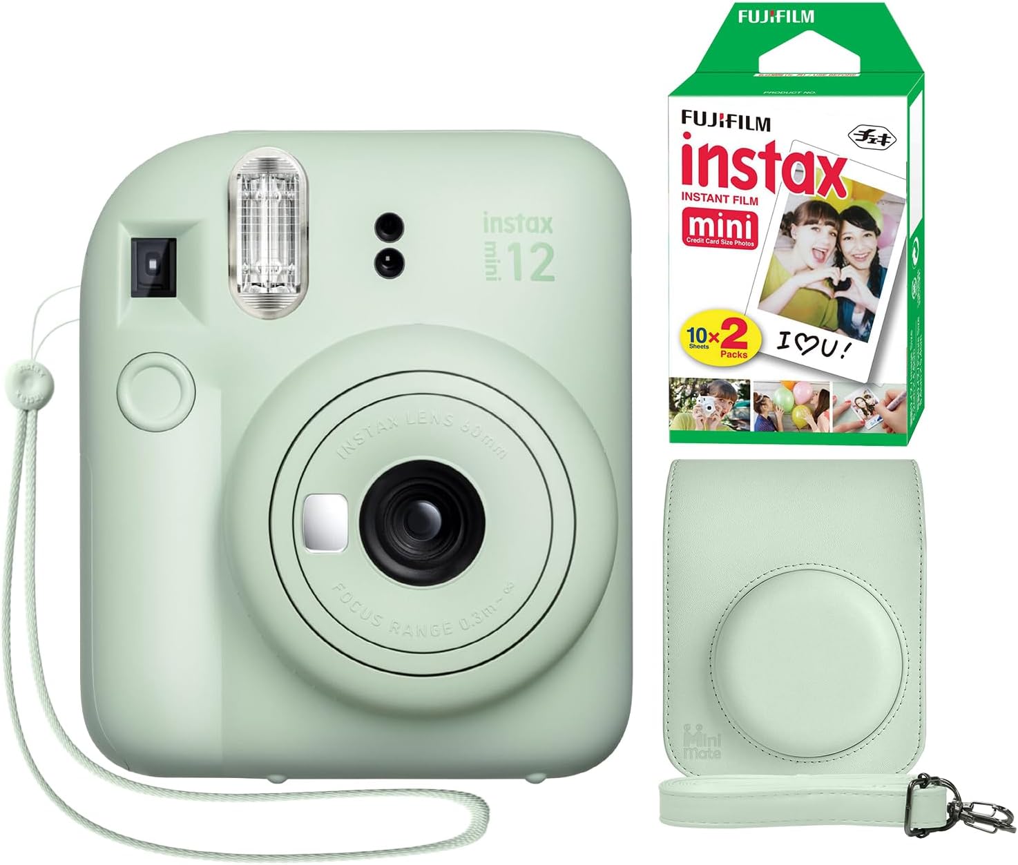 Fujifilm Instax Mini 12 Instant Camera + Minimate Custom Case + Fuji Instax Film 20 Sheets Twin Pack (Mint Green)