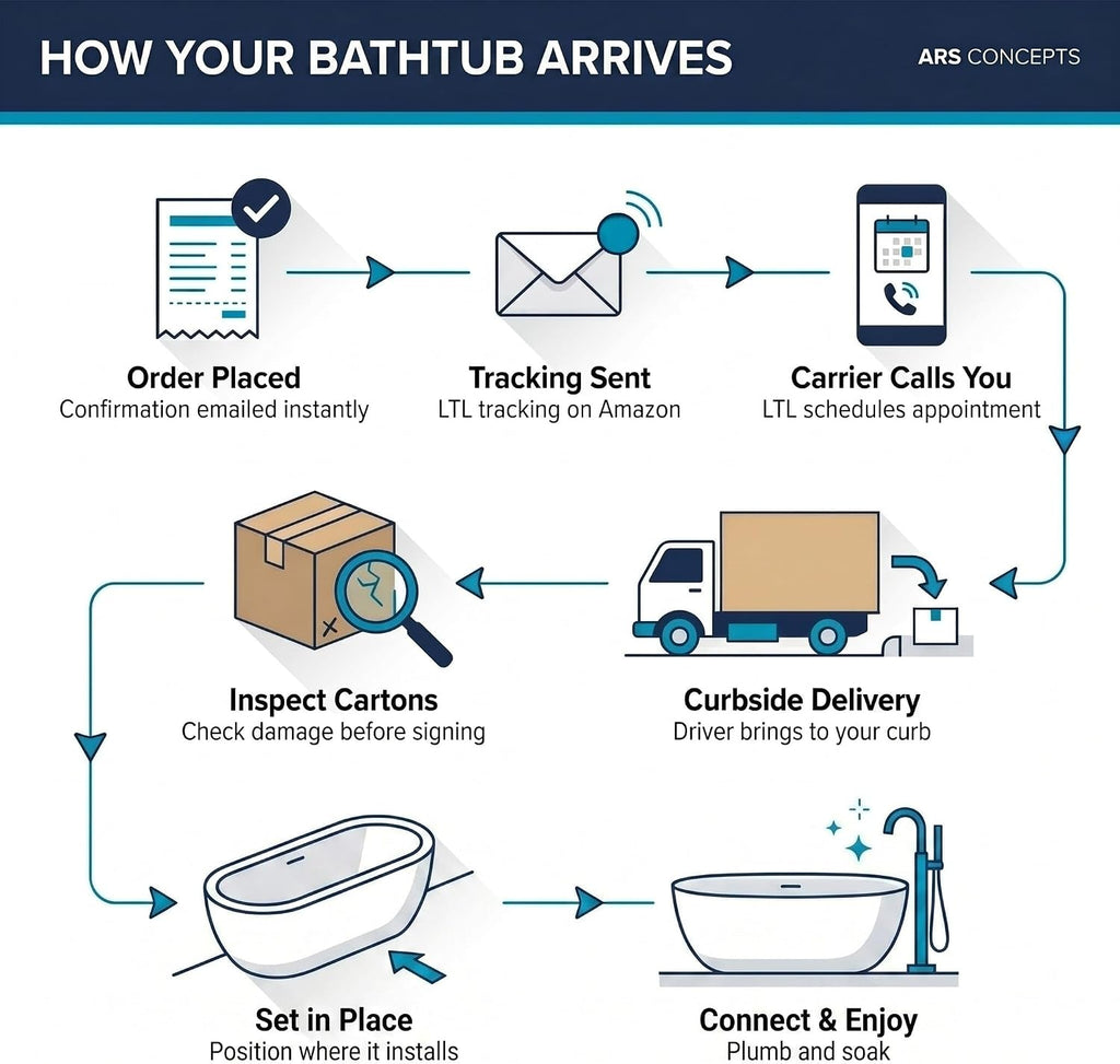 67' Bathtub, Iron and Nylon and Fiberglass, White