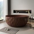 63' Edeyeu Freestanding Bathtub – Modern Solid Surface Bathtub With Ripple Design, Extra Deep Soaking Tub, Ergonomic Stand Alone Tub For Luxury Bathroom Spaces I