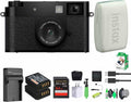 FUJIFILM X Half Premium Compact Digital Camera (Black) Bundle with Fuji INSTAX MINI Link 3 Smartphone Printer (Sage Green) + Instax Mini Film + Extra Battery + Charger + 64GB Memory Card + More