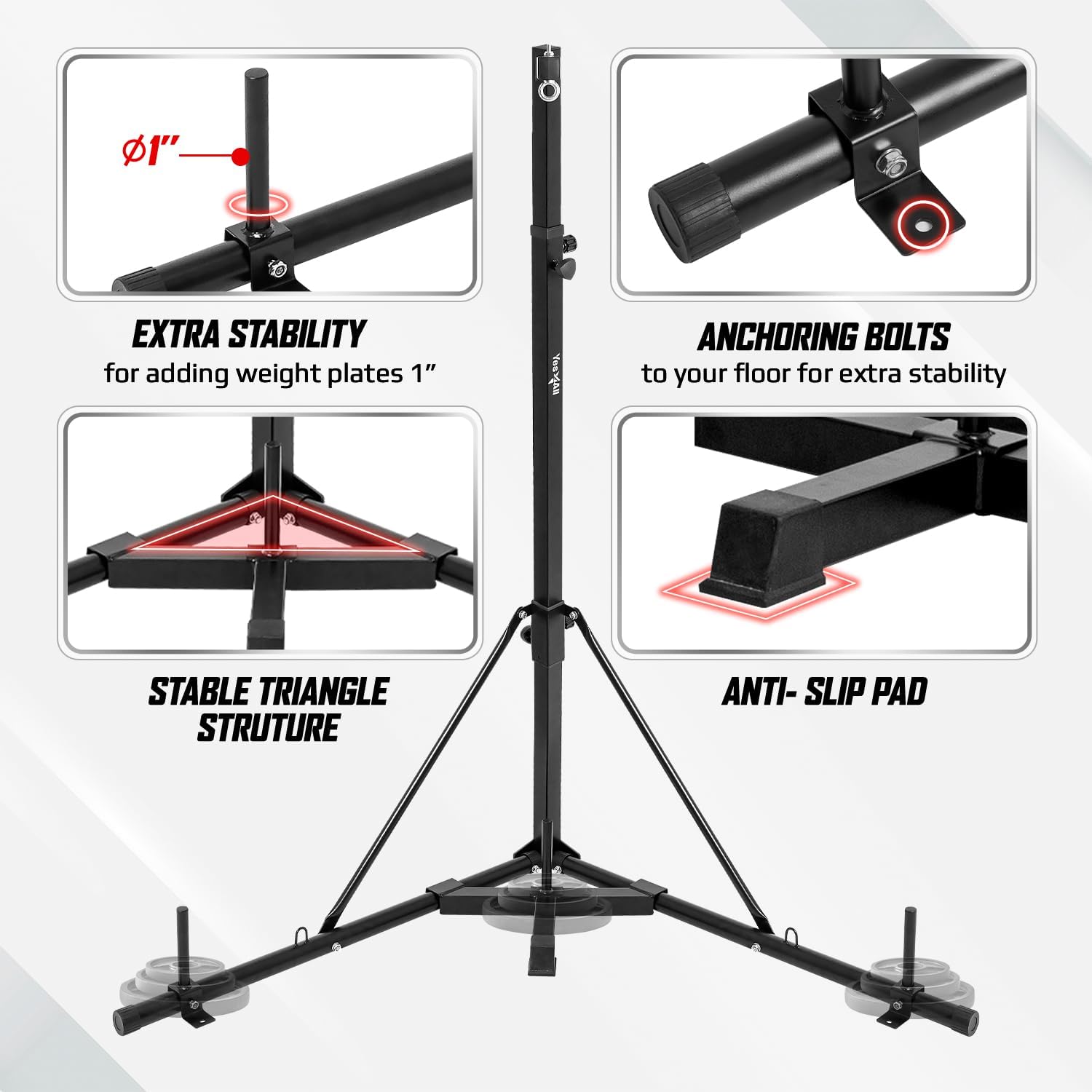 Yes4All Punching Bag Hanger, Stainless Steel Swivel Chain with 4 Snap Hooks for Heavy Bag, Gym Swing, Trapeze, and Hammock