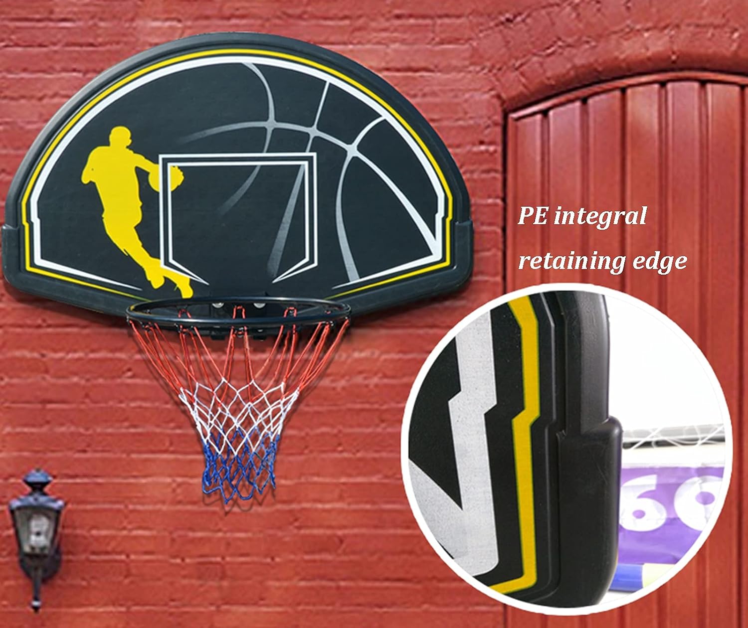 Basketball Rim 原文 Wall-Mounted Mini Basketball Hoop. Indoor and Outdoor Basketball Hoops for Adults and Children, Solid Iron Ring, Save Space 112x72cm