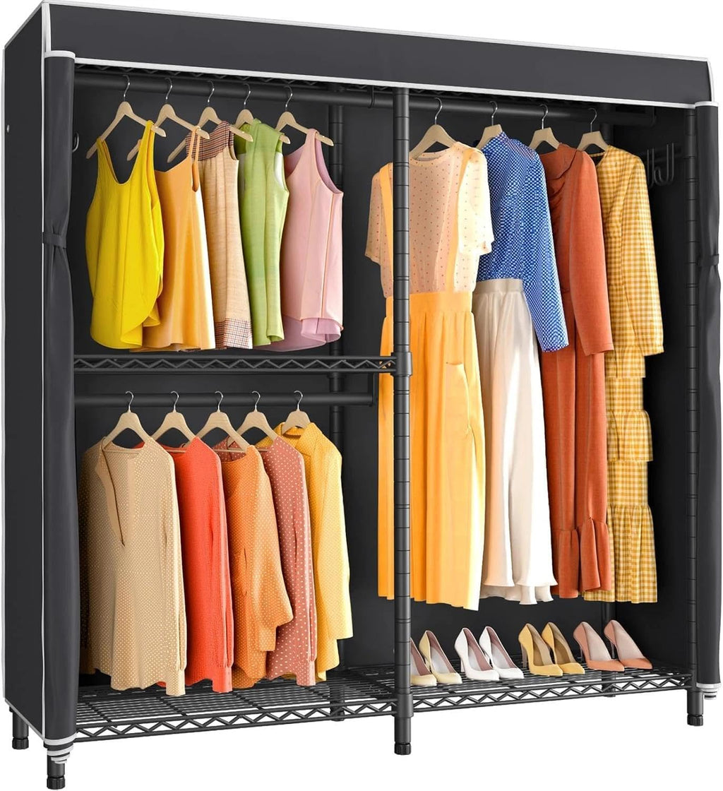 for V4SC Garment Rack with Cover, Heavy Duty Portable Closet Adjustable Metal Clothi