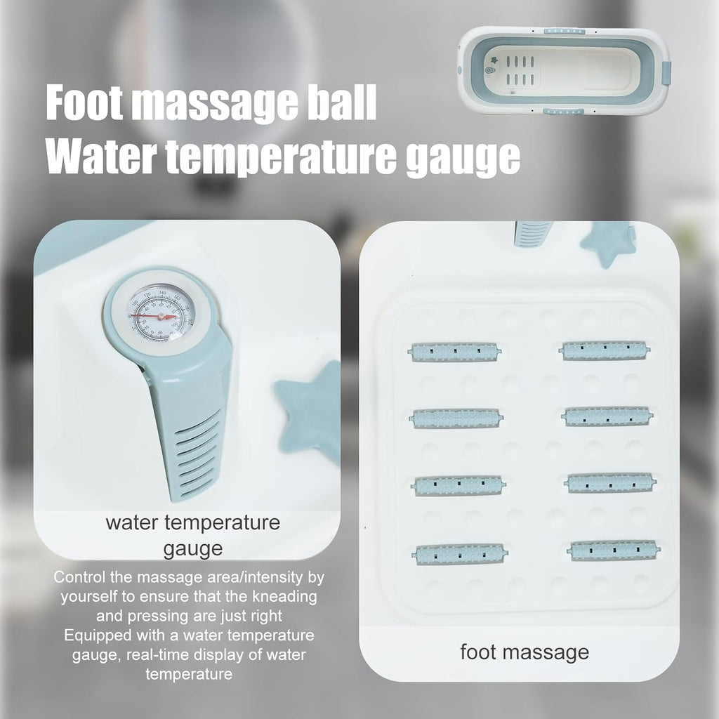 Portable Bathtub for Adult, 59' Large Collapsible Tub, Effortless Folding Bathtub with Massage Board, Thermometer, Thermal Cover, Ideal for Hot Bath Ice Bath with Reached Out Hands (46 inch)