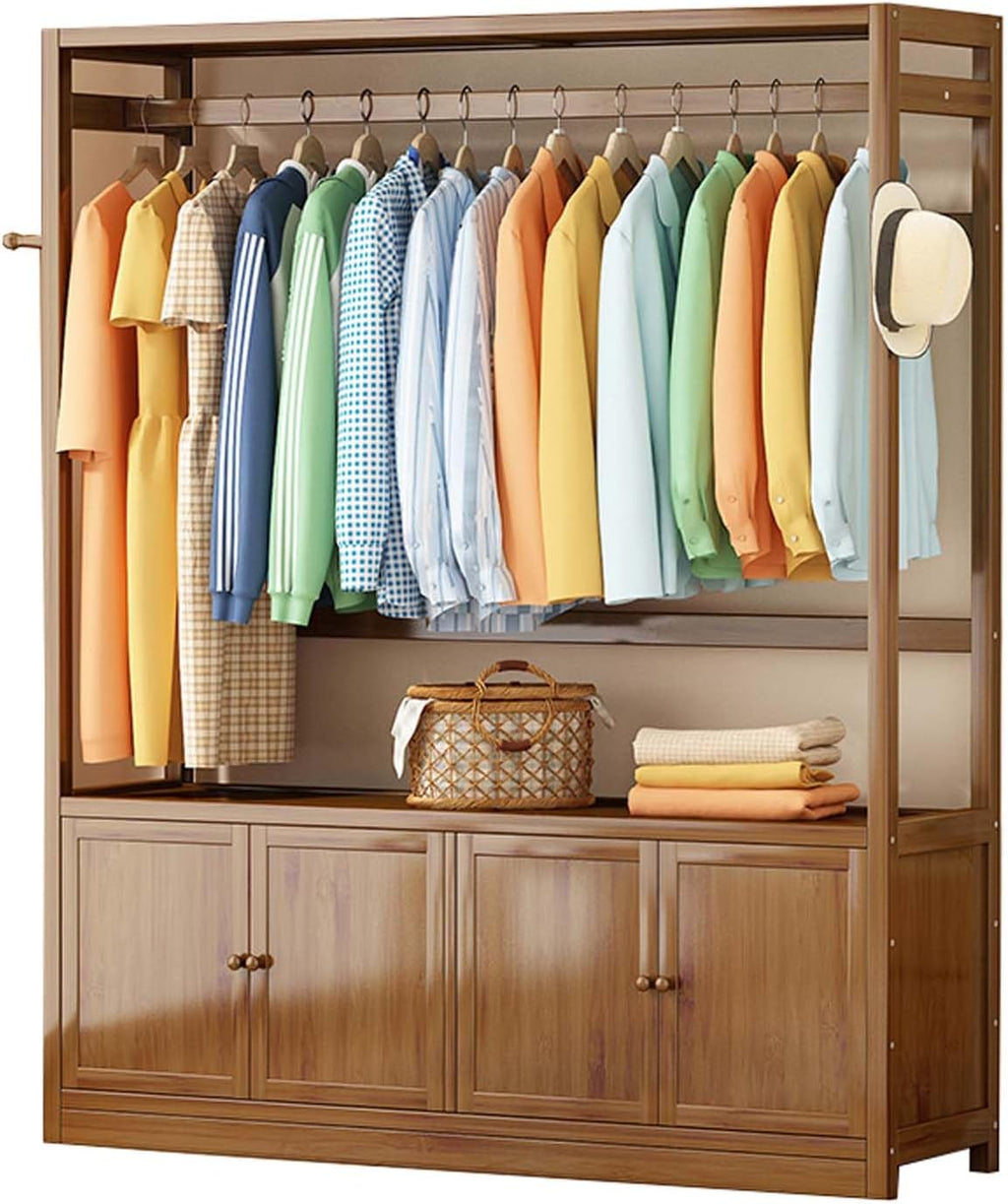 YSUEFIJO Clothes Rack for Hanging Clothes, Heavy Duty Rolling Garment Rack, Freestanding Wardrobe Closet Clothing Rack, Portable Clothes Organizer, for Bedroom, Living Room