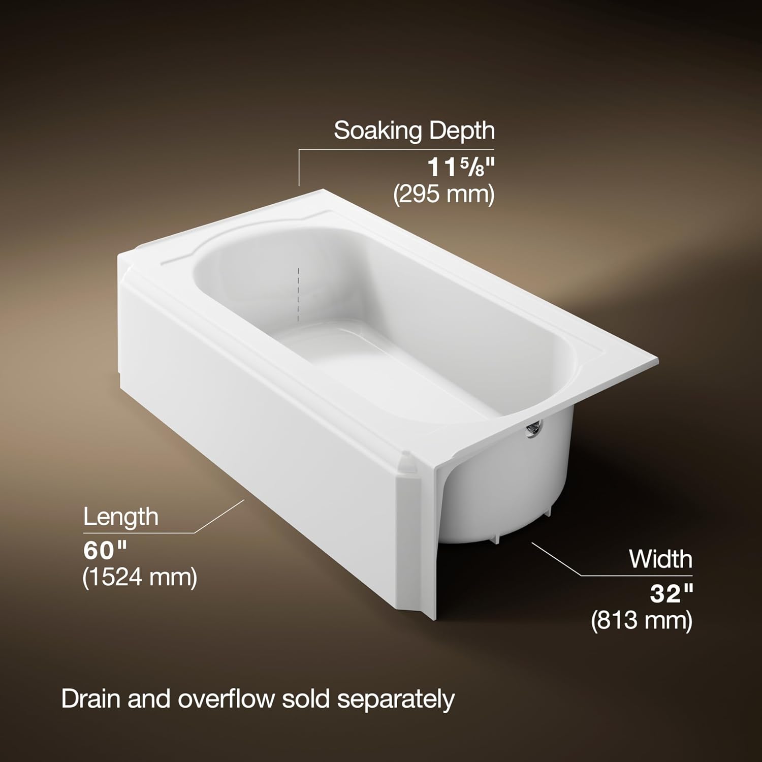 KOHLER Memoirs® 60' x 32' alcove bath with right-hand drain